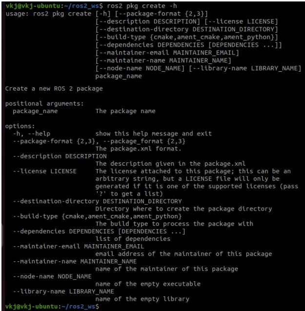 ROS2 pkg create